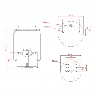 Фото автозапчастини пневмоподушка 881MB BPW, DAF BLACKTECH 9561-36-1