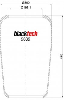 Пневморессора подвески без стакана 728N BLACKTECH RL 9839