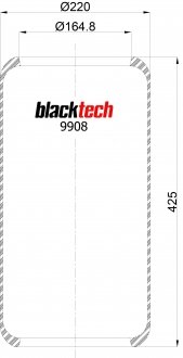 Пневморессора подвески без стакана 897N BLACKTECH RL 9908
