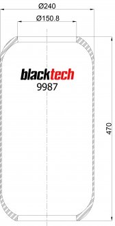 Пневморессора подвески без стакана 876N BLACKTECH RL 9987 (фото 1)