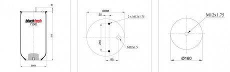 Фото автозапчасти пневмобалон (без стакану) BLACKTECH RML71501