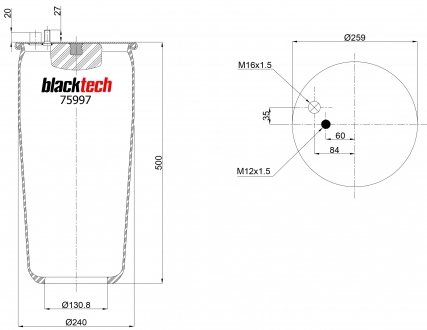 Фото автозапчасти 4886NP02 Рессора пневматическая BLACKTECH RML 75997