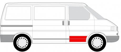 Ремонтная панель двери передняя правая (обшивка, нижняя часть, к 1-му ребру) Volkswagen TRANSPORTER 07.90-04.03 BLIC 6015-00-9558122P