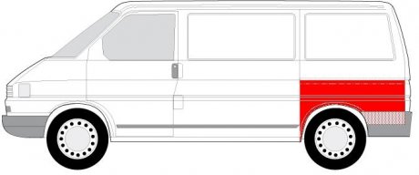 Заднее крыло левое (короткая модель; 1/2 высоты) Volkswagen TRANSPORTER 07.90-04.03 BLIC 6504-03-9558575P