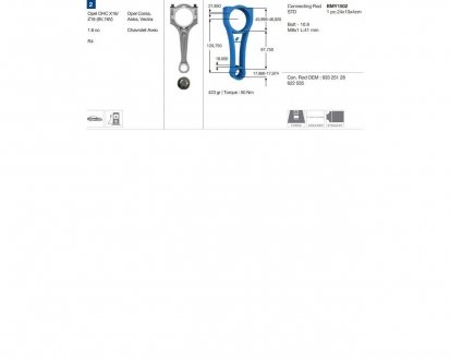 Фото автозапчастини шатун CHEVROLET OPEL Aveo Corsa, Astra, Vectra BMY BMY1502 (фото 1)