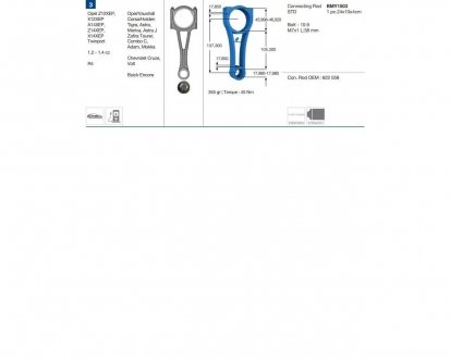 Фото автозапчасти шатун CHEVROLET OPEL/VAUXHALL OPEL/VAUXHALL BUICK Cruze, Volt Corsa, Tigra, Astra, Meriva, Zafira Tourer, Combo C, Adam, Mokka Encore BMY BMY1503