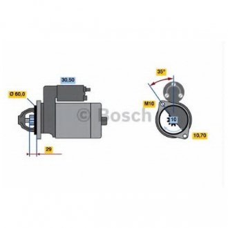 Фото автозапчасти стартер (12В, 1,4кВт) MERCEDES C (CL203), C T-MODEL (S202), C T-MODEL (S203), C T-MODEL (S204), C (W202), C (W203), C (W204), CLC (CL203), CLK (A208), CLK (A209), CLK (C208) 2.4-5.5 12.96- BOSCH 0 001 108 197 (фото 1)