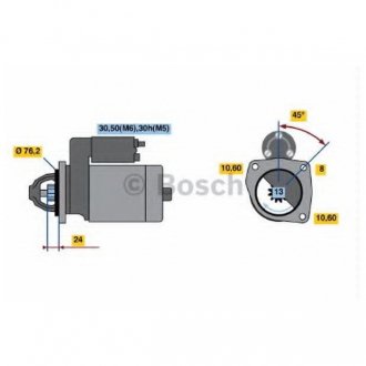 Фото автозапчастини стартер (12В, 1,8кВт) BMW 3 (E36) 1.7D 01.95-08.00 BOSCH 0 001 110 110