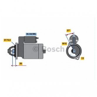 Фото автозапчастини стартер (12В, 1,7кВт) AUDI A8 D2; Volkswagen PHAETON 3.2/3.6/6.0 01.01-03.16 BOSCH 0 001 115 016 (фото 1)