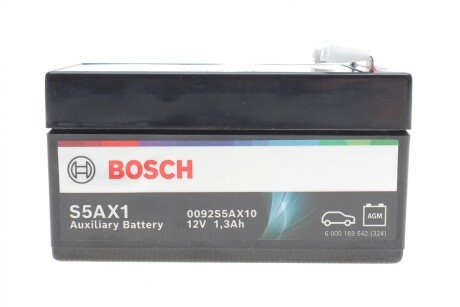 Фото автозапчастини акумулятор допомжний AGM AUX 12V 1.3 А*ч 20А BOSCH 0092S5AX10