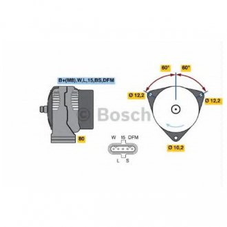 Фото автозапчасти генератор (28В, 80А) MAN E 2000, TGA D2676LF01-D2876LF25 04.00- BOSCH 0 124 555 014 (фото 1)