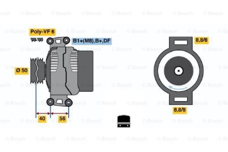 Фото автозапчасти генератор CHRYSLER PT CRUISER (PT) 02-10,PT Cruiser 00-10 BOSCH 0124615018