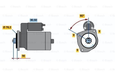 Фото автозапчастини стартер (12В, 1,1кВт) Volkswagen TRANSPORTER IV 2.0 07.90-04.03 BOSCH 0 986 018 470