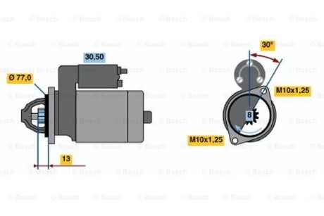 Фото автозапчасти стартер (12В, 1,4кВт) MITSUBISHI ECLIPSE IV, GALANT IX, GALANT VIII, GRANDIS, LANCER VII, OUTLANDER I, PAJERO PININ I, SPACE, SPACE RUNNER 1.8/2.0/2.4 09.96- BOSCH 0 986 020 411