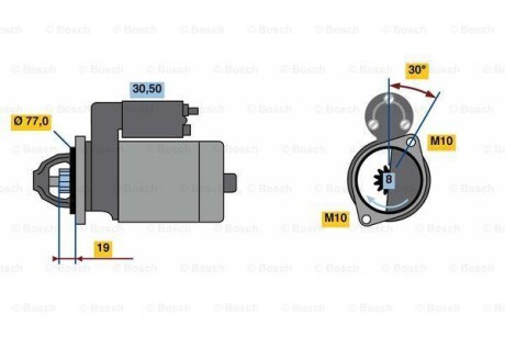 Фото автозапчасти стартер (12В, 1,7кВт) HYUNDAI ACCENT III, ELANTRA IV, ELANTRA V, GETZ, I10 I, I20 I, I30, IX20, MATRIX; KIA CARENS III, CEE'D, CERATO I, PICANTO, PRO CEE'D, RIO II, RIO III, SOUL I 1.1D-1.6D 12.04- BOSCH 0 986 023 600