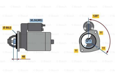 Фото автозапчастини стартер (24В, 4кВт) MERCEDES ATEGO, ATEGO 2, CITARO (O 530), ECONIC 4.2D/6.4D 01.98- BOSCH 0 986 023 830