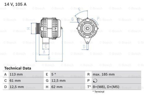 Фото автозапчасти генератор BOSCH 0986048791