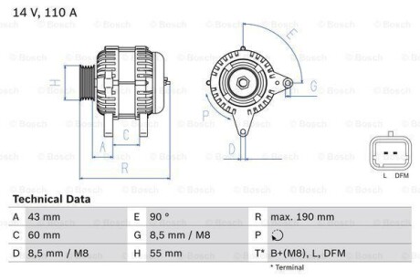 Фото автозапчастини генератор BOSCH 0986080140