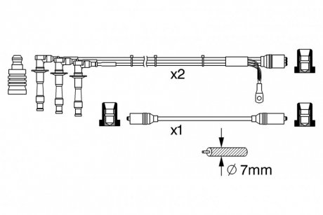 Комплект проводів запалювання PORSCHE 911, 911 TARGA 3.0/3.3 03.74-11.90 BOSCH 0 986 356 373