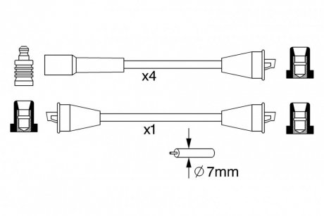 Комплект проводів запалювання DACIA 1310 1.3 05.83-07.04 BOSCH 0 986 357 049