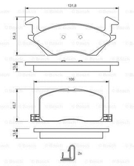 Фото автозапчасти комплект тормозных колодок передн. TOYOTA STARLET 1.0/1.3/1.5D 12.89-10.99 BOSCH 0 986 424 264