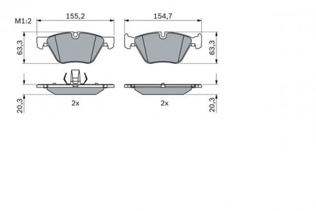 Фото автозапчасти комплект тормозных колодок передний BMW 1 (E88) 3.0 12.07-10.13 BOSCH 0 986 424 621