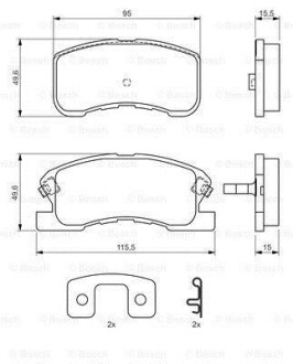 Фото автозапчасти комплект тормозных колодок передн. DAIHATSU MOVE, SIRION, YRV 1.0/1.3 04.98- BOSCH 0 986 424 697