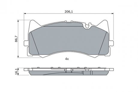 Фото автозапчастини комплект гальмівних колодок спереду MERCEDES AMG GT (C190), AMG GT (R190), C (A205), C (C205), C T-MODEL (S205), C (W205), E T-MODEL (S213), E (W213) 4.0 10.14- BOSCH 0 986 424 886