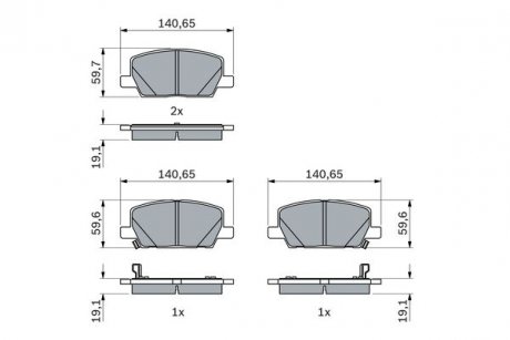 Комплект тормозных колодок CHEVROLET TRAX; OPEL MOKKA/MOKKA X 1.4-1.8 06.12- BOSCH 0 986 424 896