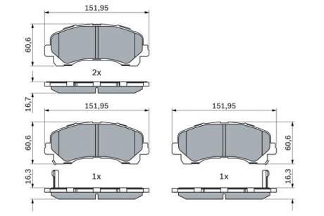Комплект тормозных колодок передний CHEVROLET TRAILBLAZER; ISUZU D-MAX I, D-MAX II 1.9D-3.6 10.06- BOSCH 0 986 424 916