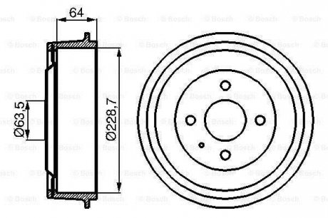 Тормозной барабан задний FORD CAPRI III, SIERRA 1.3-3.0 01.78-02.93 BOSCH 0986477012 (фото 1)