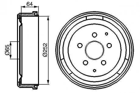 Тормозной барабан задний Volkswagen TRANSPORTER III 1.6-2.1 05.79-07.92 BOSCH 0 986 477 033 (фото 1)