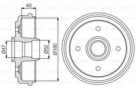 Фото автозапчасти тормозной барабан задний CHEVROLET MATIZ, SPARK; DAEWOO MATIZ 0.8-1.0LPG 01.03- BOSCH 0 986 477 192 (фото 1)