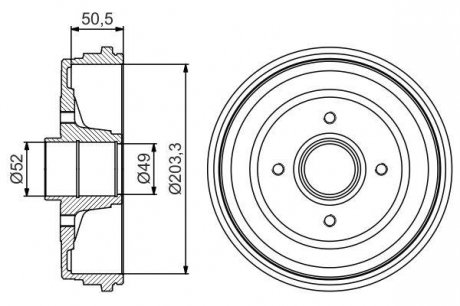 Тормозной барабан задний RENAULT CLIO III, MODUS 1.2-2.0 09.04- BOSCH 0 986 477 205 (фото 1)