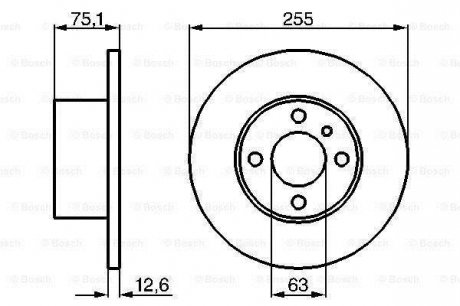 Тормозной диск передняя левая/правая BMW 3 (E21) 1.6/1.8/2.0 06.75-03.84 BOSCH 0986478032 (фото 1)