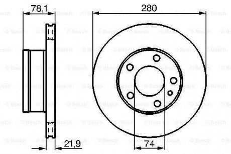 Гальмівний диск передня ліва/права BMW 5 (E12), 6 (E24), 7 (E23) 1.8-3.5 07.74-08.87 BOSCH 0986478041