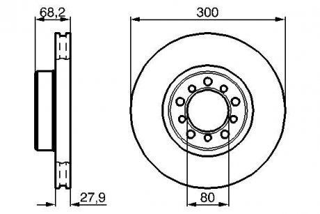 Гальмівний диск передня ліва/права (високовуглецевий) MERCEDES S (C126), S (W126) 2.5-5.5 09.85-06.91 BOSCH 0 986 478 197