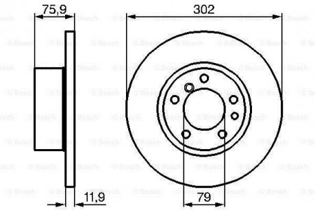 Гальмівний диск передня ліва/права (високовуглецевий; з гвинтами) BMW 5 (E34) 1.8-2.5D 06.87-07.96 BOSCH 0986478319