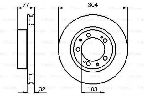 Тормозной диск передняя правая (высокоуглеродистая) AUDI 80 B4; PORSCHE 928, 944 2.2-5.0 08.83-05.95 BOSCH 0986478409