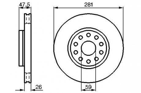 Гальмівний диск передня ліва/права ALFA ROMEO 166; LANCIA KAPPA 2.0-3.0 08.94-06.07 BOSCH 0 986 478 460