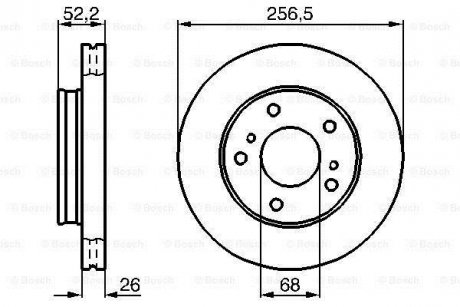 Тормозной диск передняя левая/правая NISSAN SERENA, VANETTE CARGO 1.6-2.3D 06.91-05.02 BOSCH 0986478485 (фото 1)