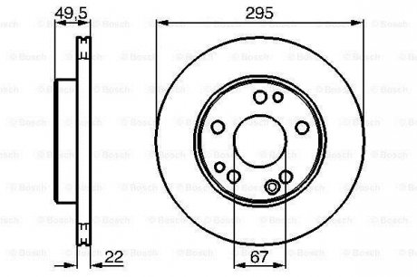 Гальмівний диск передня ліва/права (з гвинтами) MERCEDES 124 (A124), 124 (C124), 124 T-MODEL (S124), 124 (W124), E (A124), E (C124), E T-MODEL (S124), E (W124) 2.8-4.2 09.88-03.98 BOSCH 0986478525 (фото 1)