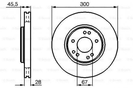Тормозной диск передняя левая/правая (высокоуглеродистая) MERCEDES 124 (W124), 190 (W201), E (W124), SL (R129) 2.5-6.0 03.89-10.01 BOSCH 0 986 478 526 (фото 1)
