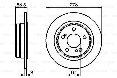 Гальмівний диск задня ліва/права MERCEDES 190 (W201), SL (R129) 2.5-5.0 03.89-10.01 BOSCH 0 986 478 565 (фото 1)