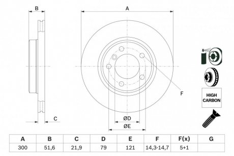 Гальмівний диск передня ліва/права (високовуглецевий; з гвинтами) BMW 3 (E46), Z3 (E36), Z4 (E85) 2.0-3.0 02.98-02.09 BOSCH 0 986 478 571