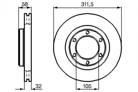 Тормозной диск передняя левая/правая TOYOTA LAND CRUISER, LAND CRUISER 80 4.2D/4.5 01.90-08.01 BOSCH 0986478580 (фото 1)