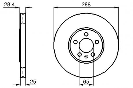 Тормозной диск передняя левая/правая (высокоуглеродистая; с винтами) Volkswagen GOLF III, PASSAT B3/B4 2.0/2.8/2.9 06.91-04.99 BOSCH 0986478619