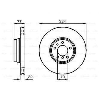 Гальмівний диск передня ліва/права (високовуглецевий; з гвинтами) BMW 7 (E38), Z8 (E52) 3.9D/4.9/5.4 11.94-12.03 BOSCH 0986478623 (фото 1)