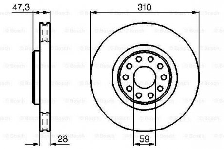 Гальмівний диск передня ліва/права ALFA ROMEO 166; LANCIA KAPPA 2.0-3.2 07.96-06.07 BOSCH 0986478669 (фото 1)