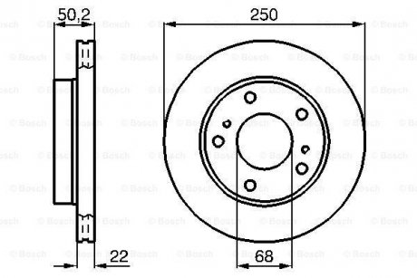 Тормозной диск передняя левая/правая NISSAN SERENA, VANETTE CARGO 1.6/2.0D/2.3D 06.91-05.02 BOSCH 0 986 478 685
